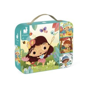 Janod – Puzzelkoffer 4 puzzels Seizoenen (6-9-12-16 stukken)