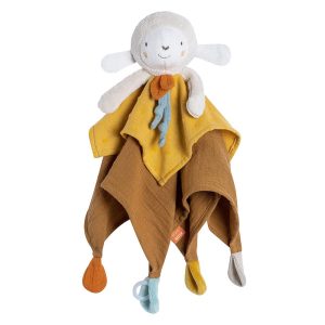 Fehn NATUR Knuffeldoek Schaap met fopspeenbevestiging