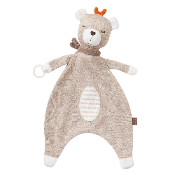 Fehn NATUR Knuffeldoek Teddybeer met fopspeenbevestiging
