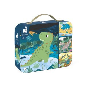 Janod Puzzelkoffer – 4 puzzels Dinosaurus