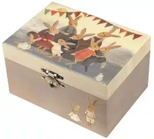 Juwelendoos – muziekdoos: Verjaardag Konijntjes