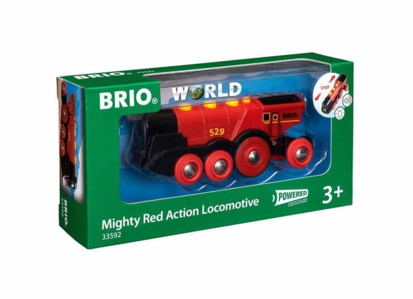 Rode locomotief op batterijen