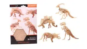 Houten 3D Dinosaurus puzzel 4 assorti
