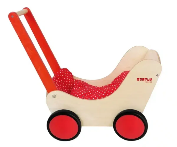 Poppenwagen hout rood