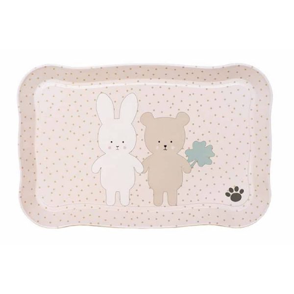 Tinnen theeservies Teddy & Bunny in koffertje - Afbeelding 2