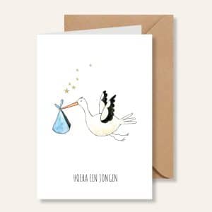 Kaartje – Hoera een jongen ooievaar