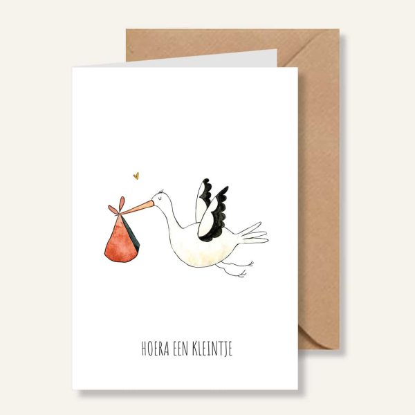 Kaartje - Hoera een kleintje ooievaar