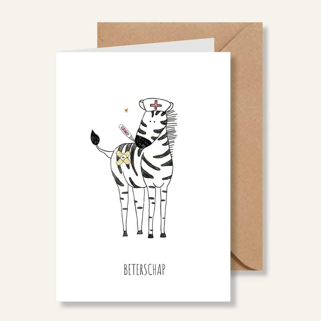 Kaartje - Beterschap Zebra