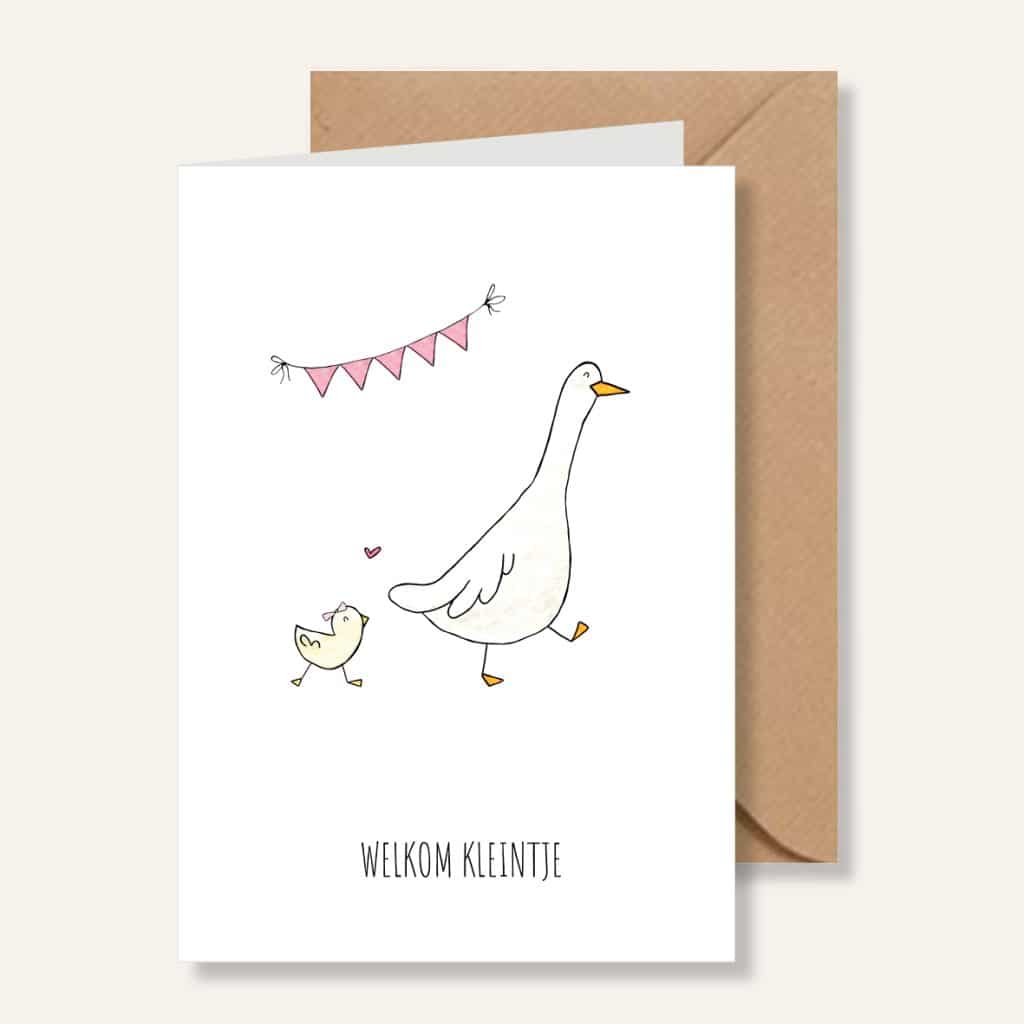 Kaartje - Geboortekaart Gans, Welkom kleintje