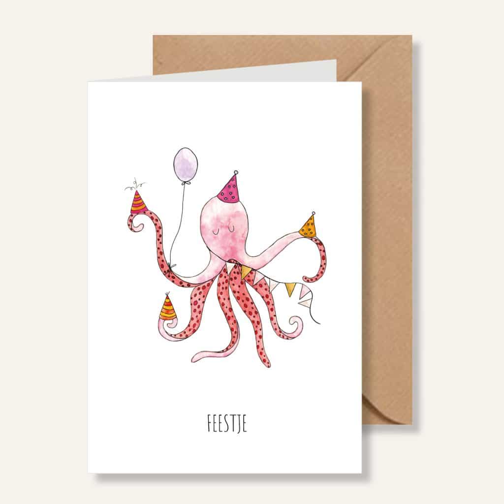 Kaartje - feest inktvis