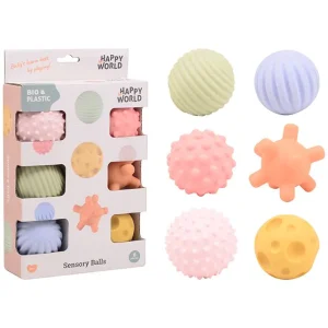 Happy World Motoriek en zintuigen ballen, 6 in doos. 0+
