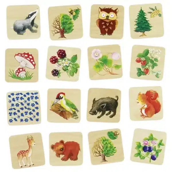 Houten memospel, bosleven. - Afbeelding 2