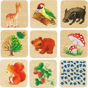 Houten memospel, bosleven.