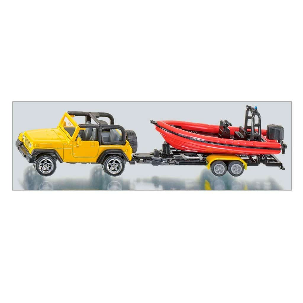 Jeep met aanhanger + boot