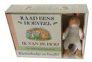 Raad eens (set kartonboek + knuffel).