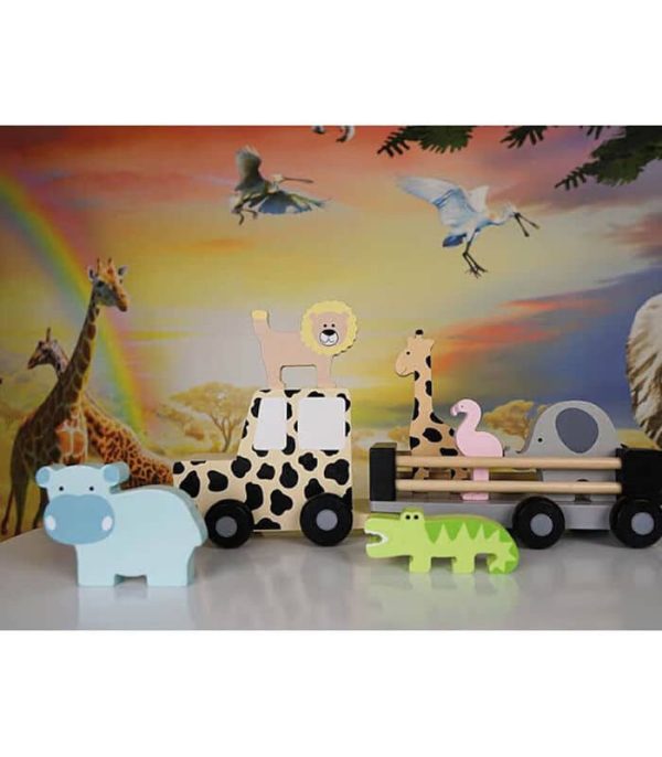 Houten Jeep Safari met dieren - Afbeelding 4