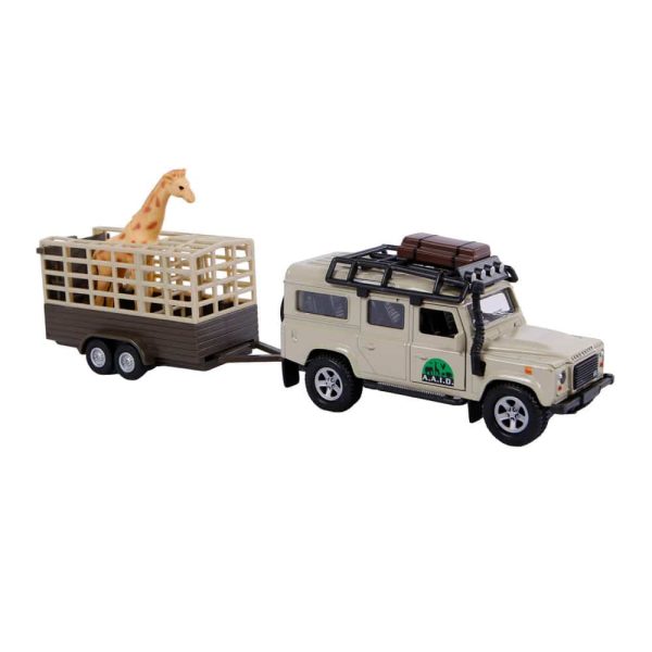 Land Rover met giraffe-trailer