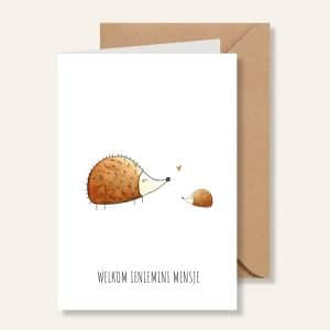 Kaartje – Welkom ieniemini mensje egeltjes