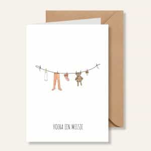 Kaartje – Hoera een meisje waslijntje