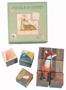 Kubuspuzzel 9 stukjes bosdieren