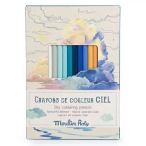 Moulin Roty 12 kleurpotloden + kaarten Sky Le Jardin du Moulin