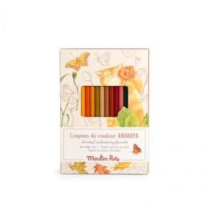 Moulin Roty 12 kleurpotloden + kaarten Dieren Le Jardin du Moulin