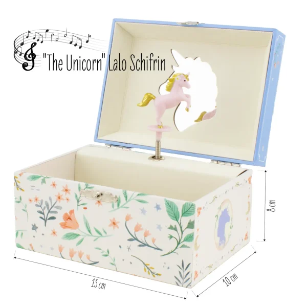 Muziekdoos bijoux eenhoorn, lichtblauw - Afbeelding 2