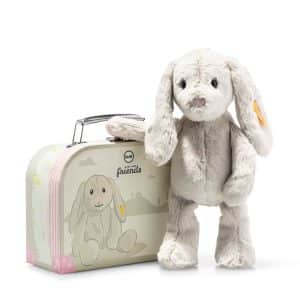 Steiff – Hoppie rabbit in suitcase, light grey