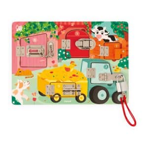 Janod – Activiteitenbord met sloten en grendels De Boerderij